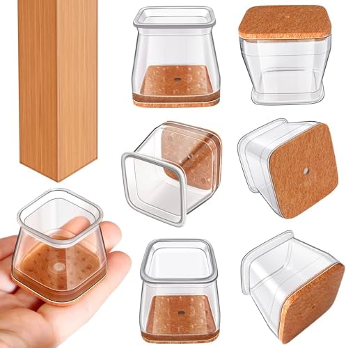 RUSIDO 20 Piezas Protectores Patas Sillas Cuadrados, Tacos para Patas de Sillas, Protección para Silla de Silicona (Talla L: apto con lados de 26–40 mm), Antirrayaduras y Antirruido, Protegen el Suelo
