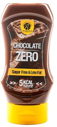 Rabeko Zero Salsa- cioccolato, 1 x 350ml - prodotti sani a basso contenuto di carboidrati, ipocalorici e a basso contenuto di grassi per insalate, patatine, hamburger - senza glutine e senza lattosio