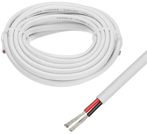 sourcing map 2 Core 16AWG Duplex Marine Wire 20 Ft Tinned Copper Insulated Boat Cable with PVC Jacket for Automotive Boat Marine Speakers