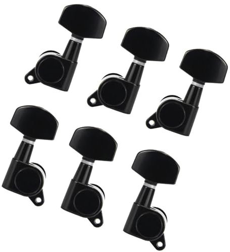 Confezione da 6 chiavi di accordatura per chitarra acustica 3L+3R Accordatori Accordatori Paletta, Nero/Cromo/Oro (Color : Black)