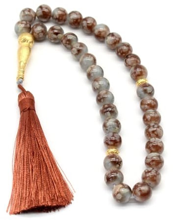 Besot Asbih Islamische Gebetsperlen, Tasbeeh, Sibha, Muslimische Mala, Misbaha, Tesbih, Dhikr-Perlen, Zikr-Perlen, Sorgenperlen, Gebetszähler, arabische Quasten-Armband, 33 StückGlas (Rot)