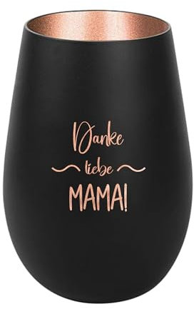 Der-Porzellan-Laden Windlicht mit Gravur Danke Liebe Mama, Schwarz Bronze, Teelichthalter aus Glas mit Spruch, Tischdeko modern