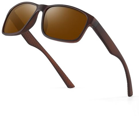 Occhsouo Sonnenbrille Herren Polarisiert Damen UV400 Schutz Sport Sunglasses Men Women TR90 Ultraleichte Rahmen Schwarz Retro Polarisierte Sonnenbrillen für Angeln, Fishing, Fahren, Ski - Braun