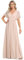 Ever-Pretty Robe pour Mariage Invité Longue Femme Col V Mousseline A Line Manches Courtes Plissé Chic Rose Nude 52