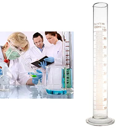 Mllepjdh Kostengünstiger 100 ml professioneller Messzylinder aus Glas, Chemielabor, Ausgießer, Messzylinder, 100 ml, Messzylinderglas