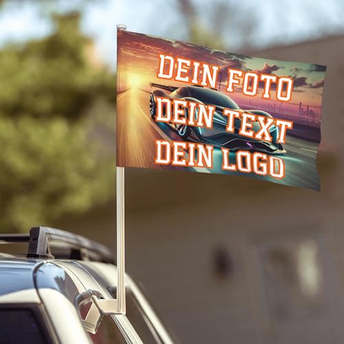 Personalisiert Foto-Autoflagge maßgeschneidert Autofahne Mit Eigenem Foto/LOGO/Text, Fahne für Auto selbst gestalten, Nur Flagge, 12x18in (45x30cm)