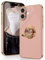 Tveinan iPhone 16 Case with 360° Rotation Ring Holder Stand, Slim Soft Shockproof Cover with Magnetic Car Holder, Flexible TPU Phone Case for iPhone 16 6.1 - Pink