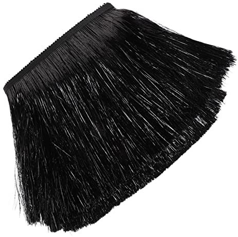 HOODANCOS Glitzernder Bart Kleider aus Baumwolle Goldrand goldenes Kleid haaraccessoires hochzeits dekoration multifunktionales Kleid mit Fransen Kleid dekorative Bastelfransen Plastik Black