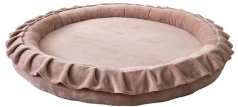 Monio for Kids Beiges Babynest aus Velvet mit abnehmbarem Baumwollbezug 105 cm Waschbar Weiche und Bequeme Spiel- und Schlafumgebung