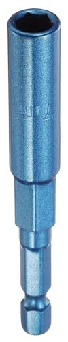 sourcing map Nut Driver 7mm Hex Drive Socket CR-V Steel Power Screw Drill Bits Socket Wrench Tools with 1/4 Quick Change Hex Shank for Power Drills Impact Drivers, Blue