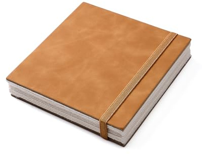 tumuarta Deckle Edge Paper Sketchbook, 150 GSM, 80 Sheets Mixed Media Paper Vintage Notebook, Acid Free, Handmade Hardbound Drawing Book for Pencil, Ink, Markers, Acrylic and More (15X15 CM)