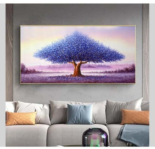 Diamond painting 5D DIY Completo Kit para Pared Decoración del Hogar adultos Diamante Pintura Arte Manualidades Bordado de Punto de Cruz Paisaje de árboles morados,Diamante cuadrado 80x160cm