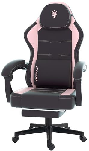 Dowinx Sedia da gaming, ergonomica, in pelle PU con supporto lombare, sedia PC con schienale allargato, portata fino a 150 kg, rosa
