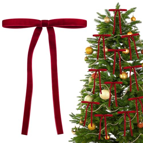 Shining She Rote Schleifen Samt Weihnachten Deko, 30 Stück Weinrot Samtschleife Schleifen Weihnachtsbaum Deko, Weihnachtsschleifen für Party Dekoration Weihnachtsbaumschmuck Girlande Zaun Haustür