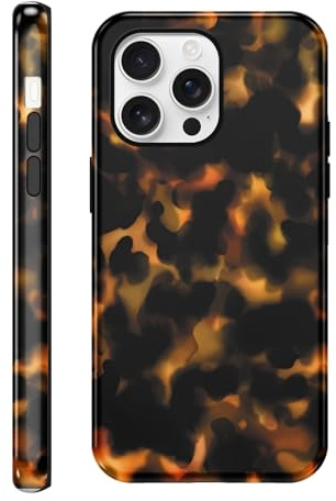Foonary Handyhülle für Apple iPhone 16 Pro Hülle 6,3, Aesthetic Leopard Tortoise Shell Muster Motiv für Mädchen Schutzhülle, Zweischichtige Kratzfest Bunt Hard Silikon TPU Bumper Case Cover, Braun