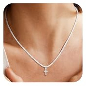 VIROMY Kreuz Kette Silber für Frauen 14 Karat Versilberte Kleine Kreuz-Anhänger-Halskette Minimalistischer Religiöser Schmuck Geschenk für Frauen(style6)