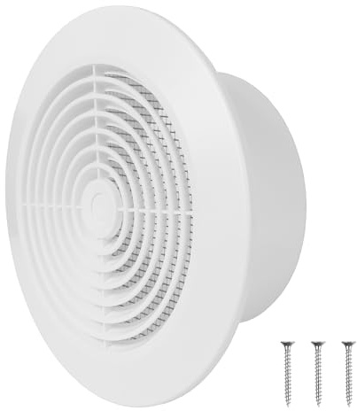 Repa Market 125 mm / 5 pulgadas de plástico blanco redonda cubierta de ventilación con malla de protección – Cubierta de ventilación de techo – Ventilación HVAC para interior y exterior, cubierta de