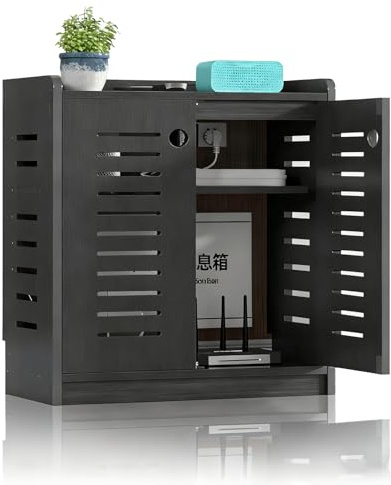 AVSMGP Multifunctional Wifi Router Storage Cabinet Cabinet To Hide Router And Modem with Ventilation Panels Strip And Cable Management Organizer for Home And Office,GREY2,80CM/31.5IN