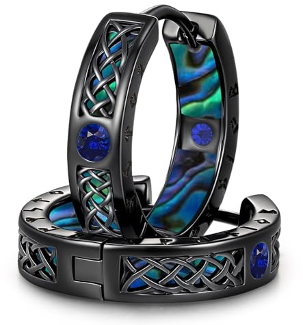 Ohrringe Herren 925 Silber Wikinger Ohrringe Creolen Männer Schwarz Keltisch Viking Rune Kreolen Ohrschmuck Nordische Schmuck für Mann Damen