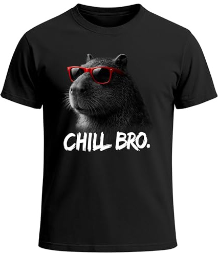 MoonWorks® Herren T-Shirt Chill Bro Tiermotive Lustig Schimpanse Capybara Faultier Fun-Shirt Männer Printshirt Spruch