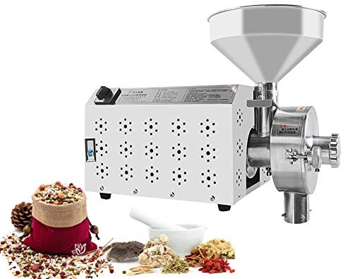 CGOLDENWALL Commercial Stainless Steel Spice and Chinese Herb Grinder Industrial Peppe Mill Soybean Grain Food Grinding Machine 15-50kg/h (Voltage: 220V)