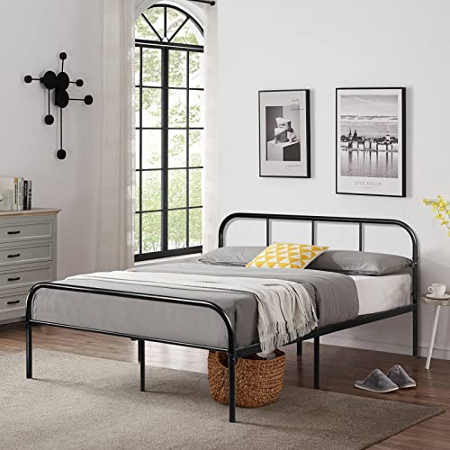 H.J WeDoo Doppelbettrahmen Metallbett, Metallbettrahmen mit Lattenrost Gästebett Jugendbett, für Gästezimmer Schlafzimmer 140 x 190 cm - Schwarz