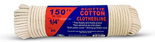 #8 1/4 x 150 ft Scottie Cotton Clothesline, White