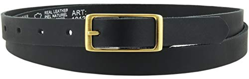 Ledergürtel echt Leder Damengürtel GOLD Schnalle 2 cm breit Hüftgürtel Jeansgürtel Damen Gürtel Casual Jeans schmal business | Vascavi | Made in Germany (115 cm Gesamtlänge 130 cm, Schwarz)
