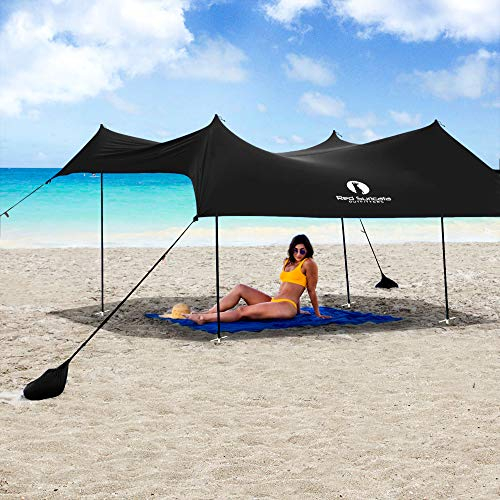 Red Suricata Familie Strand Sonnenschirm - Sonne Schatten Vordach | UPF50 UV-Schutz | Zelt mit 4 Aluminiumstangen, 4 Stangenanker, 4 Sandsack-Anker | große & tragbare Unterstand Tarp
