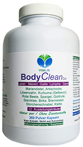 Bitterstoffe 360 Pulver Kapseln BODY Clean Out - 12 Kräuter nach HILDEGARD von BINGEN. Mariendistel Artischocke Löwenzahn Kurkuma Brennnessel u.v.m. NATUR pur [OHNE Zusatzstoffe] 26507-360