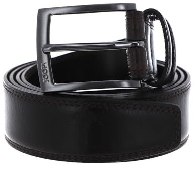 Joop! Herren Gürtel - Coll. Belt 3,5 cm, Echtleder, Dornschließe, doppelte Nähte, Logo (85 cm, Braun)