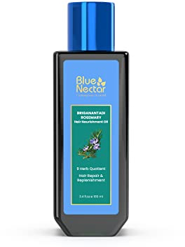 Blue Nectar Rosemary Oil for Hair Growth with Bhringraj Oil for Hair, 100% Natural Ayurvedic Hair Scalp Oil with Amla Hair Oil (9 Herbs,100 ml)