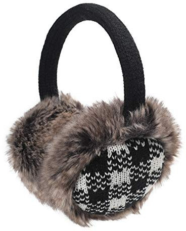 ZLYC Hiver Cache Fausse fourrure Cache-oreilles pour Femmes(Plaid Blanc.)