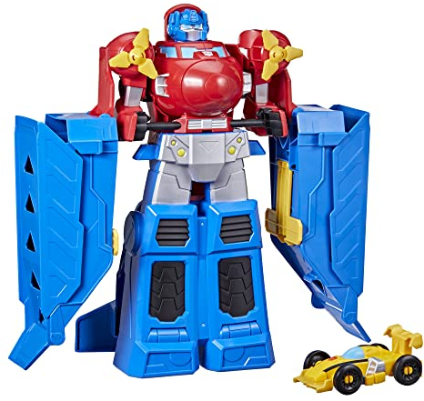 Transformers Spielzeuge Optimus Prime Jumbo Jet Flitzer Spielset mit 11 cm großer Bumblebee Figur, ab 3 Jahren, 38 cm