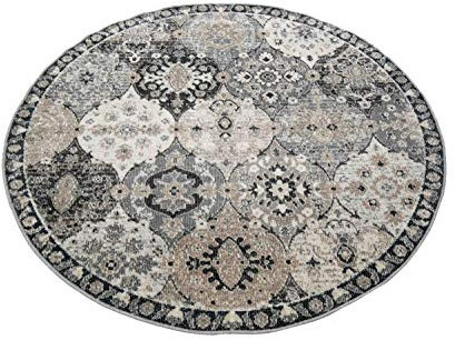 CARPETIA Teppich Outdoor Orientteppich Wohnzimmerteppich Ornamente in grau blau Größe 160 cm Rund