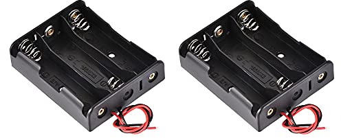 sourcing map Battery Case Storage Box 3 Slots x 3.7V 2-Wire Lead for 3 x 18650 Battery 2 Pcs