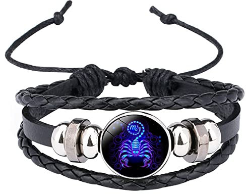 Caimeytie Kinder Armschmuck Leder Wickelarmbänder Verstellbar Horoskop Sternzeichen Glücksarmband Skorpion