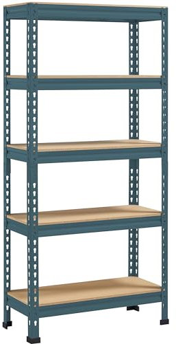 Yaheetech Estantería Metálica Galvanizada 150x70x30cm Estanterias Almacenaje de 5 Niveles Estante Industrial de Almacenamiento para Trastero Garaje Taller Carga de 750 kg sin Tornillos Azul