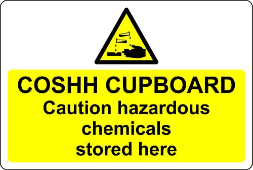 COSHH cleaning cupboard caution hazardous chemicals stored here Safety sign Landscape - 3mm Aluminium sign (200mm x 150mm)