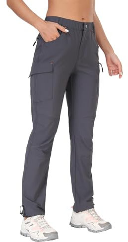 GymBrave Pantaloni cargo da donna ad asciugatura rapida da campeggio all'aperto Capris resistente all'acqua UPF 50 con tasche con cerniera Pantaloni grigi S