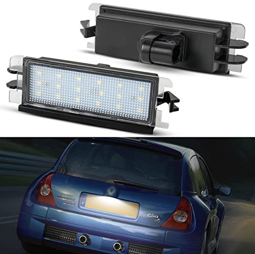 OZ-LAMPE 1 Stücke LED Kennzeichenbeleuchtung für Ren-ault Clio II Lift DACIA Logan I Sandero I, Kennzeichen mit CAN-Bus, Nummernschildbeleuchtung LED 18 * 2835 SMD