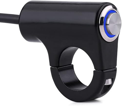 RUNCCI-YUN 22 mm Interruttore di montaggio Manubrio Moto Pulsante del freno del faro Fendinebbia ON/OFF,con Indicatore Luminoso Blu