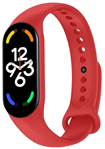 OcioDual Cinturino di Ricambio in Silicone, Rosso, Compatibile con Xiaomi Band 7 6 5, Compatibile con Amazfit Band 5, Bracciale in Gomma Morbida e Flessibile, Sport Band