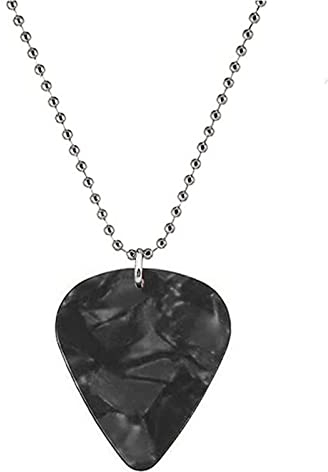 Wokii Gitarrenplektrumkette, Gitarrenanhänger, Gitarrenohrringe, Metall, Schwarz, 2,5 x 3 cm, Halskette, Ohrringe, Gitarrenzubehör