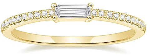 Titaniumcentral Ringe Damen Vorsteckring Schmal Ewigkeitsringe Baguette-Schnitt Zirkonia Verlobungsringe Eheringe Trauringe (Gelbgold,57 (18.1))