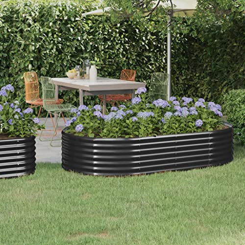 WIFESE JardinièRe Acier Enduit De Poudre 175x100x36cm Anthracite Jardinieres Exterieur Jardiniere Bois Jardiniere Balcon Carré Potager Bacs ã Fleurs