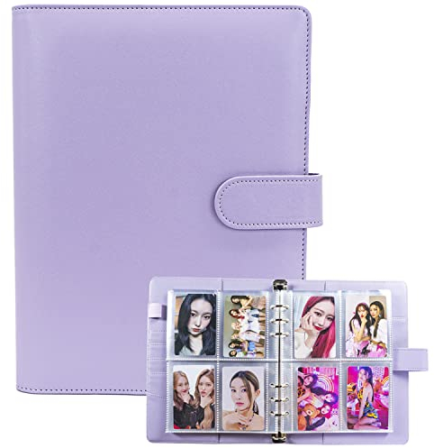 A5-Bindekarte Sammler mit 30 Pack 4-Pocket-Seiten,6 Ringbuch-Album mit 240 Kartenfächern, PU-Leder-Bindemittel mit magnetischem Schnallenverschluss zum Organisieren von Sammelkarten, K-Pop-Fotokarten