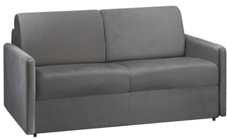 Vente-unique-Schlafsofa 2-Sitzer - Liegefläche: 120 cm - Matratzenhöhe: 22 cm mit Memory Schaum - Samt - Anthrazit - CALIFE