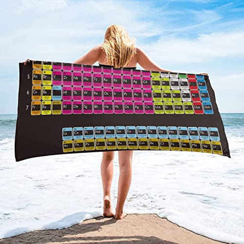 Periodensystem Strandtuch Kinder 70x150 cm, Weich Schnell Trocknen Microfaser Handtücher, 3D Strandhandtuch Periodensystem Badetuch Strandlaken Handtuch, Herren Frauen Badetücher