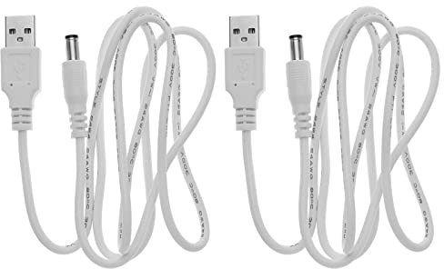 EMSea 2 pz USB Cavo di Ricarica USB 2.0 un Tipo Maschio a 5,5 x 2,5 mm DC 5 V Spine di Alimentazione Connettore Barilotto Cavo di Ricarica per Router Luci USB Ventilatori Orologi